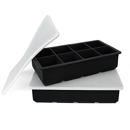 Eiswürfelform groß XXL Eiswürfel Form Silikon mit Deckel Eiswürfelbehälter 2er Pack...