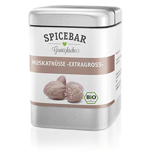 Spicebar Muskatnuss - 60 Gramm - Muskat Handverlesen 9-12 Stk., extra groß (60g), Muskatnüsse ganz...